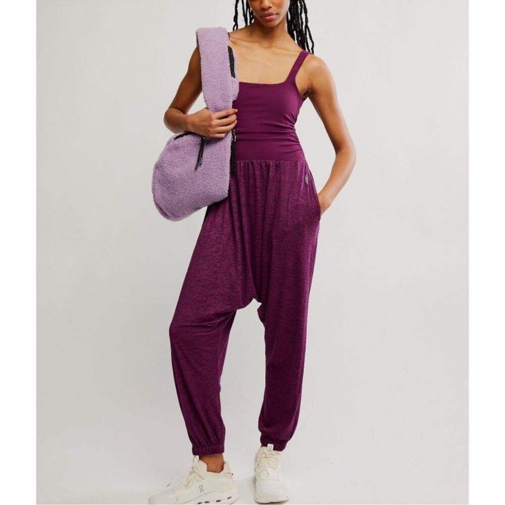 FP MOVEMENT Shiny Happy One Piece / Black Cherry sz S NWOT